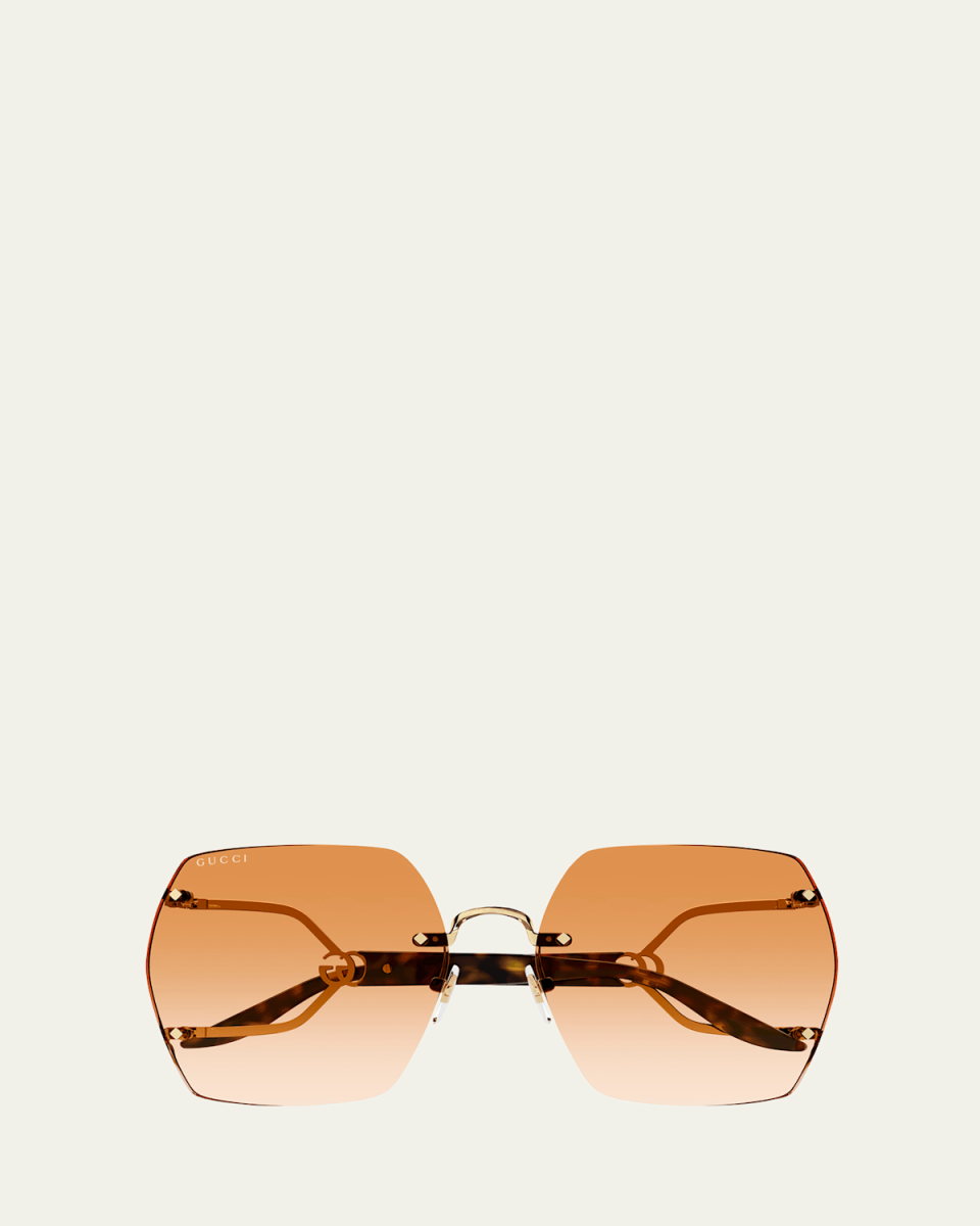 Rimless GG Metal Butterfly Sunglasses